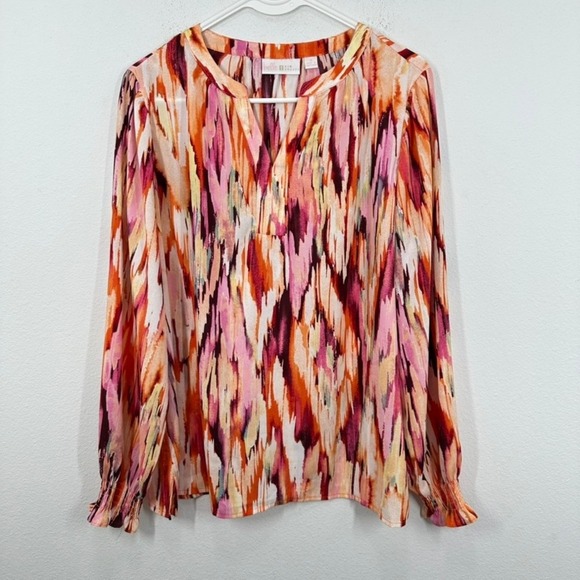 Belle Kim Gravel Blouse Medium Multicolor Abstract Print Long Sleeve Top - Picture 1 of 7